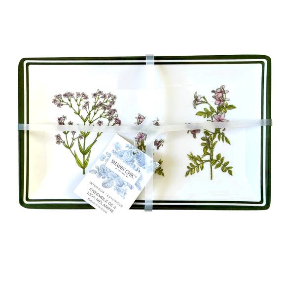 Shabby Chic Melamine Purple Floral Appetizer Dessert Plates 8x5 Set of 4 New - Picture 1 of 15